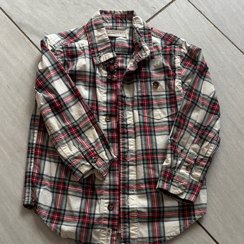 Hope and Henry Plaid Kids Shirt by Old Navy - Red and Green